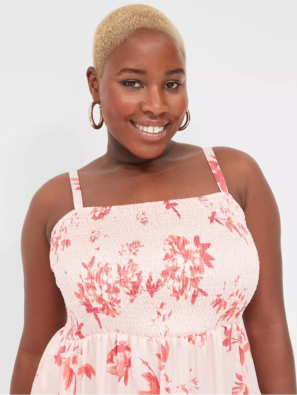 Lane Bryant Pink Floral Smocked Maxi Dress - Picture 3 of 15